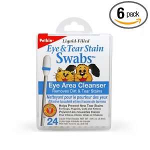  Petkin Pet Eye & Tear Stain Swabs, 24 Count (Pack of 6 