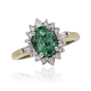   Effy 14K Two Tone Diamond and Emerald Ring, 1.32 Tcw. Jewelry