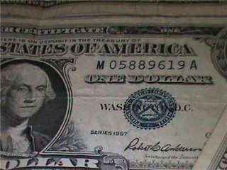 1957 A,6 1957 $1 DOLLAR BILLS (BLUE SEAL) SILVER CERTIFICATE  