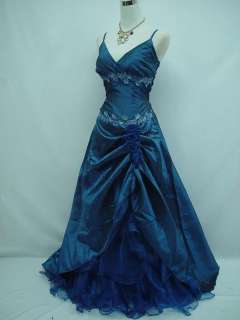 Cherlone Plus Size Satin Dark Blue Prom Gown Ball Wedding/Evening 