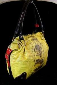   Orlandi Italian Designer Yellow Alligator Leather Purse Slouchy Bag