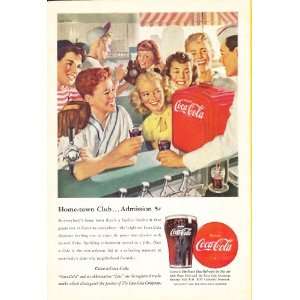   Home Town Club at the Soda Fountain Original Coke Ad 