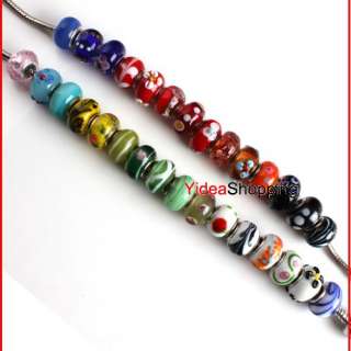   Hole Glass Lampwork European Charm Beads Hole 5mm Styles Option  