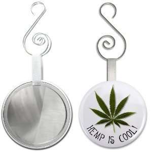  Creative Clam Hemp Is Cool Pot Leaf 2.25 Inch Glass Mirror 