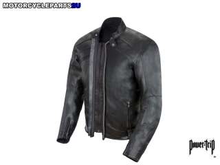 Power Trip Graphite Leather Jacket MED BLACK  