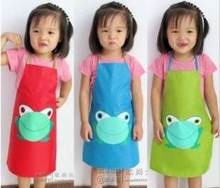 Cute Frog Kids Childrens Apron Waterproof Cooking Painting  