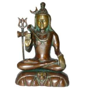   Meditating Lord Shiva   Brass Sculpture India God 9