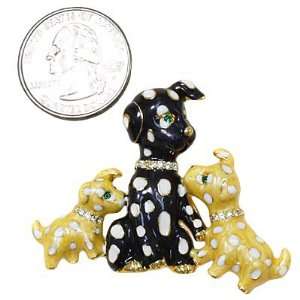  Gold Plated with Rhinestones Dog Brooch Pin: Jewelry