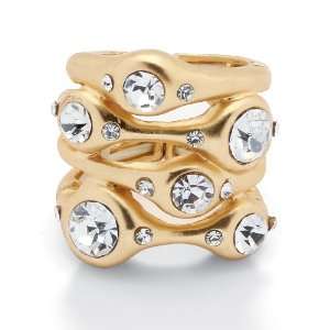   Jewelry 14k Gold Plated White Crystal Free Form Stretch Ring Jewelry