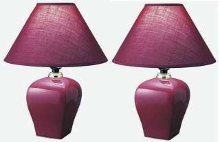 LAMP SET* 15 BURGUNDY CERAMIC POTTERY TABLE LAMPS  