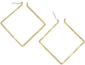 New Gold Plate 14kt Big Square Hoop Earrings USA  