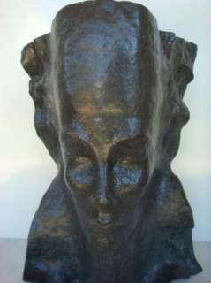 Vintage Egyptian Huge Face Mask Metal Art Sculpture  
