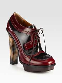 Fendi   Bicolor Patent Leather Lace Up Ankle Boots