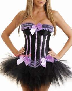 Pretty Little Thing Purple Burlesque Costume Corset & Tutu Skirt 