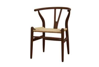 ModerN THEA dark brown WooD Y wishbone accent chair  