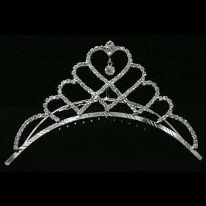   Princess Wedding Diamond Tiara Comb With Crystal Heart drop Center
