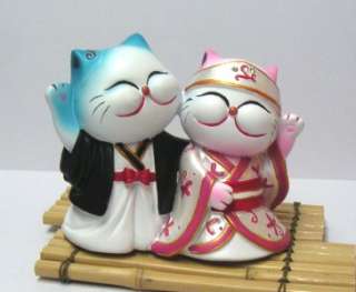 Maneki Neko Lucky Cat Marriage Wedding Cat Figure   New  