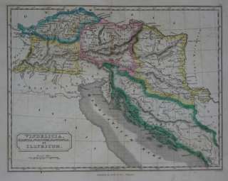 1836 Carey Lea Roman Map BAVARIA AUSTRIA HUNGARY SERBIA  