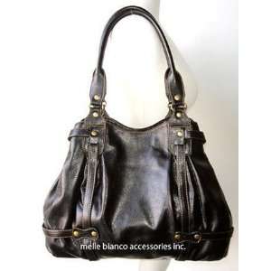 Melie Bianco Double Handle Bag w/ Pleats BEIGE/ IVORY