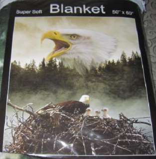 New Baby Eagles Nest Bald Eagle Family Fleece Throw Gift Blanket Warm 