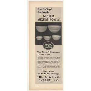  1947 A E Hull Pottery Blue Ribbon Mixing Bowls Trade Print 