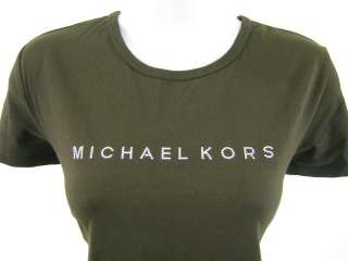 MIcHAEL KORS Brown Silver Studded Short Sleeve Shirt M  