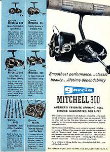 1960 GARCIA FISHING REEL MITCHELL 300 PRINT AD  