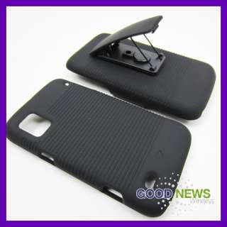 for Boost Mobile ZTE Warp N860   Black Hard Case Cover+Belt Clip 