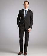 Armani Armani Collezioni grey pinstripe woven two button suit with 