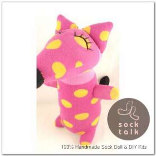 Handmade Pink Sock Monkey Fox Stuffed Animals Doll Baby Toy  