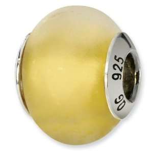  Sterling Silver Yellow Matte Italian Murano Bead: Jewelry