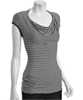 Bailey 44 white and black stripe jersey Good Morning Zouk cowl neck 