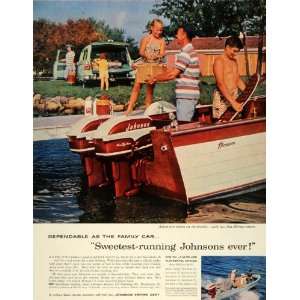  1957 Ad Johnson Sea Horses Astern Motor Boats Golden 