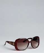 Gucci red acrylic round horsebit detail sunglasses style# 319684802