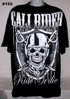 Oakland Raiders Cali Rider Skull T Shirt Black Snapback Hat Jersey L 