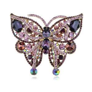   Inspired Amethyst Crystal Rhinestone Large Moth Butterfly Pin Brooch