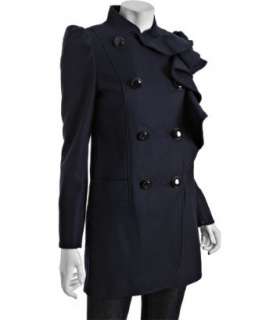 French Connection nocturnal wool Winter Sun ruffle front coat 
