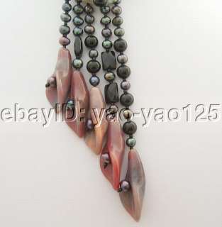Charming5Strds Black Pearl&Agate&Onyx Necklace  
