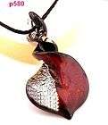   twist Knob Heart Murano Lampwork Art Glass Pendant Necklace p580