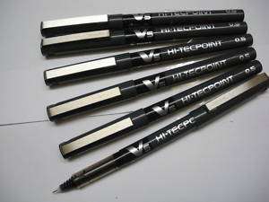 6PCS Pilot Hi Tecpoint V5 0.5mm roller ball pen Black  