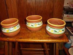 Painted Enamel Clay Flower Pots 3 Made in Italy  