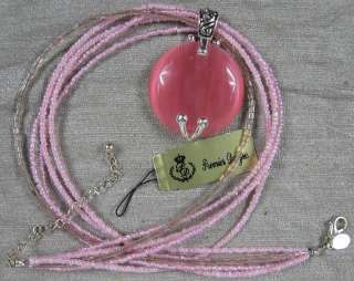   Pendant~Real Nice Pink Glass Beads & Pink Stone~Premier Desig  