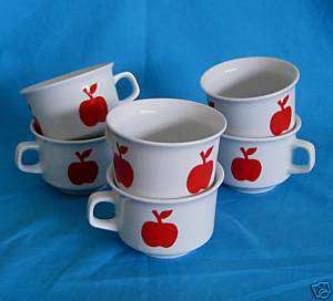 Naaman Fine Porcelain Israel RED APPLES Coffee Cups  