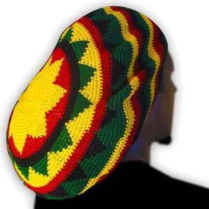 Rasta Crochet Slouchy Tam Cap Crown Reggae Marley XL  