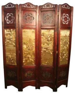 Vintage Oriental Style 4 Panels Screen Room Divider  