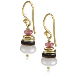   Dreamy Freshwater White Pearl And Leather Drop Earrings Jewelry