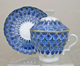 Russian Lomonosov Porcelain Peacock Design Tea Maker NIB  