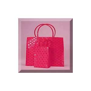   X10 Hot Pink Dots Plastic Handle Bag Pkg