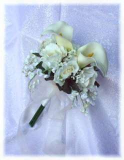  gorgeous handtied silk floral bouquet with calla lilies roses lily 