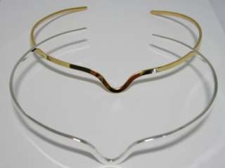 Two New Small Shiny Gold & Silver Notched Choker Necklace Wires  
